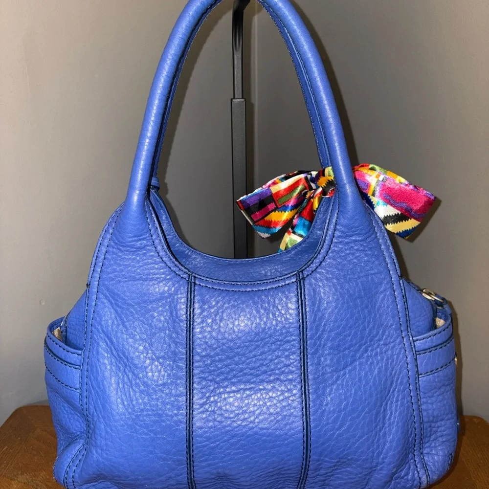 Cole Haan Y2K Shoulder Bag in Blue Pebbled Leathet - Picture 6 of 11